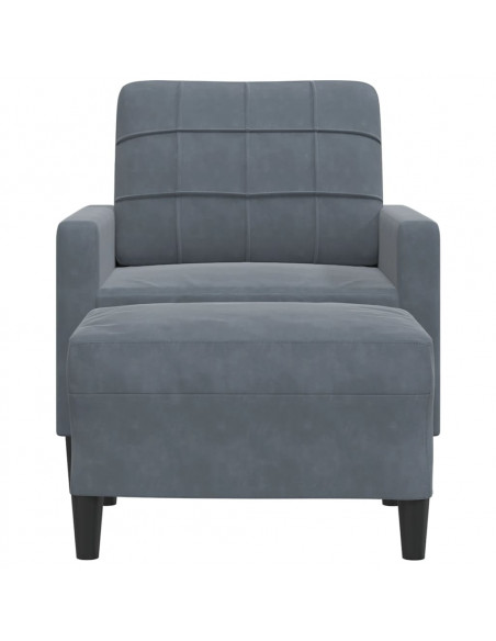 Poltrona con Poggiapiedi Grigio Scuro 60 cm in Velluto