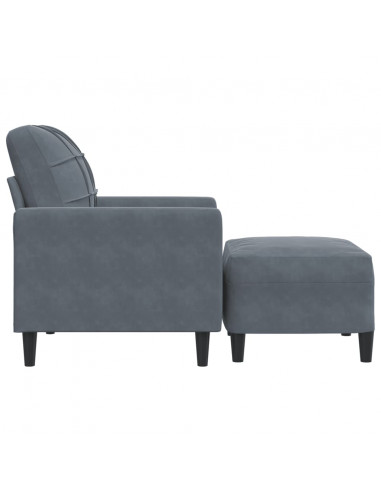 Poltrona con Poggiapiedi Grigio Scuro 60 cm in Velluto