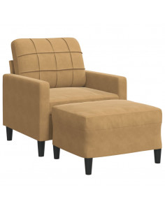 Poltrona con Poggiapiedi Marrone 60 cm in Velluto 2