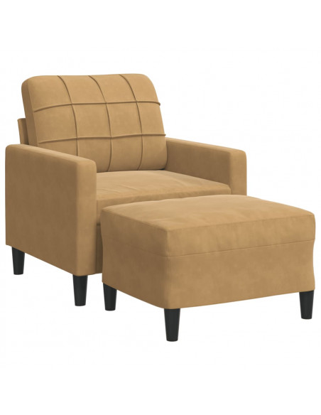 Poltrona con Poggiapiedi Marrone 60 cm in Velluto