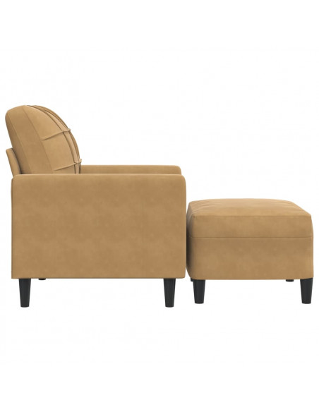 Poltrona con Poggiapiedi Marrone 60 cm in Velluto