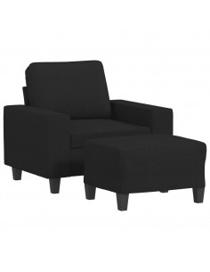 Poltrona con Poggiapiedi Nero 60 cm in Tessuto 2