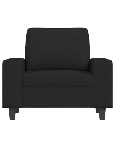 Poltrona con Poggiapiedi Nero 60 cm in Tessuto