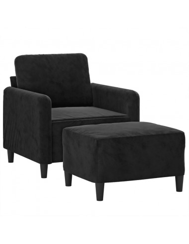 Poltrona con Poggiapiedi Nero 60 cm in Velluto
