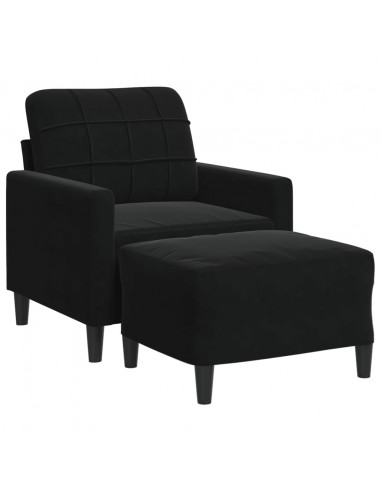 Poltrona con Poggiapiedi Nero 60 cm in Velluto