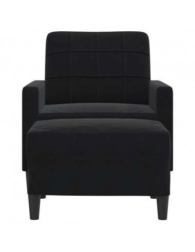 Poltrona con Poggiapiedi Nero 60 cm in Velluto