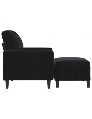 Poltrona con Poggiapiedi Nero 60 cm in Velluto
