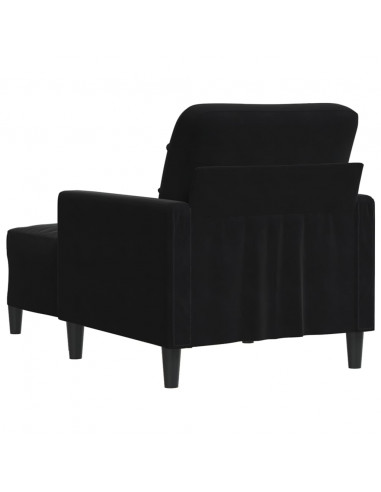 Poltrona con Poggiapiedi Nero 60 cm in Velluto