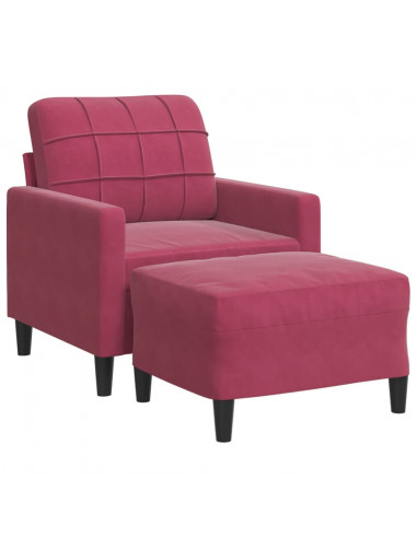 Poltrona con Poggiapiedi Rosso Vino 60 cm in Velluto