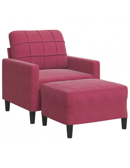 Poltrona con Poggiapiedi Rosso Vino 60 cm in Velluto