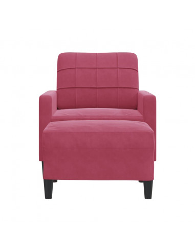 Poltrona con Poggiapiedi Rosso Vino 60 cm in Velluto