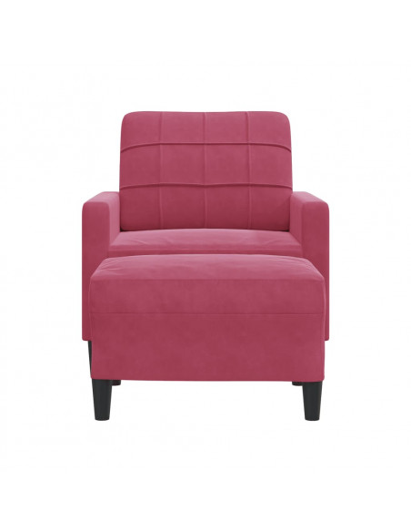 Poltrona con Poggiapiedi Rosso Vino 60 cm in Velluto