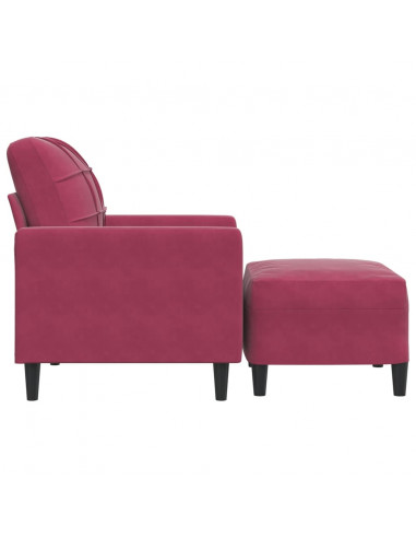 Poltrona con Poggiapiedi Rosso Vino 60 cm in Velluto