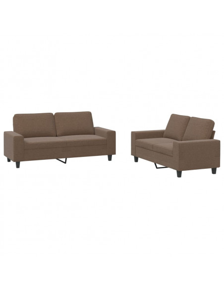 Set di Divani 2 pz Marrone in Tessuto