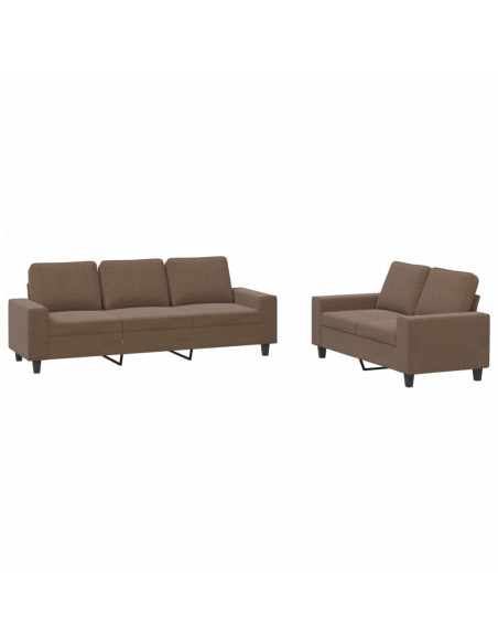 Set di Divani 2 pz Marrone in Tessuto
