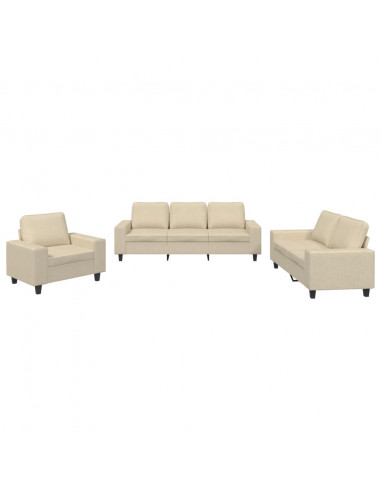 Set di Divani 3 pz Crema in Tessuto