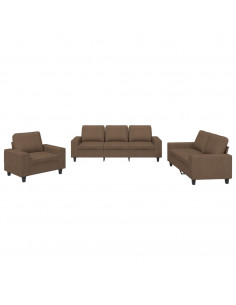 Set di Divani 3 pz Marrone in Tessuto 2
