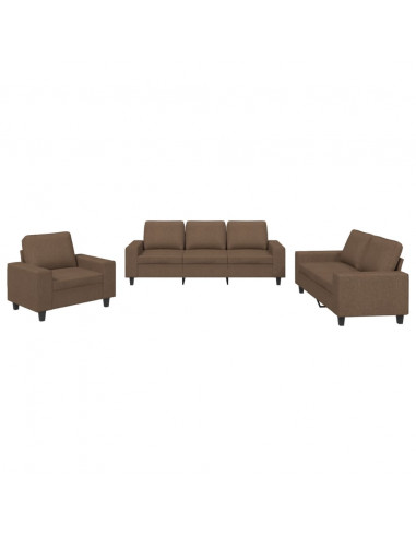 Set di Divani 3 pz Marrone in Tessuto