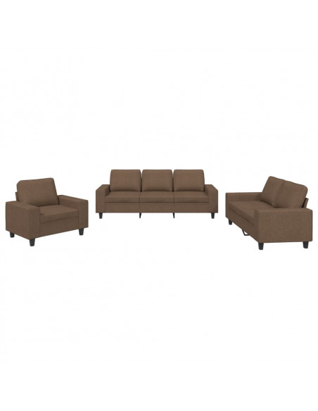 Set di Divani 3 pz Marrone in Tessuto