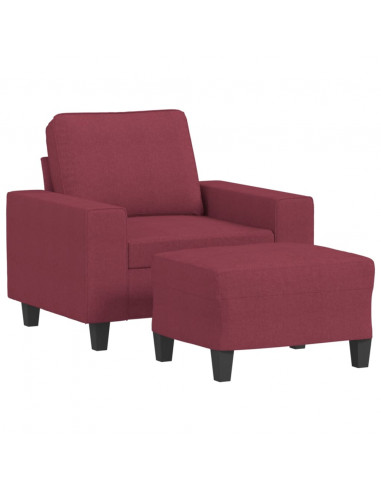 Poltrona con Poggiapiedi Rosso Vino 60 cm in Tessuto