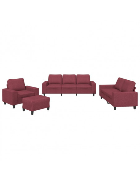 Set di Divani 4 pz Rosso Vino in Tessuto
