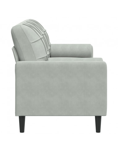 Divano a 3 Posti con Cuscini Grigio Chiaro 180 cm in Velluto