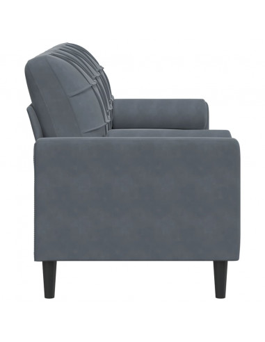 Divano a 3 Posti con Cuscini Grigio Scuro 180 cm in Velluto