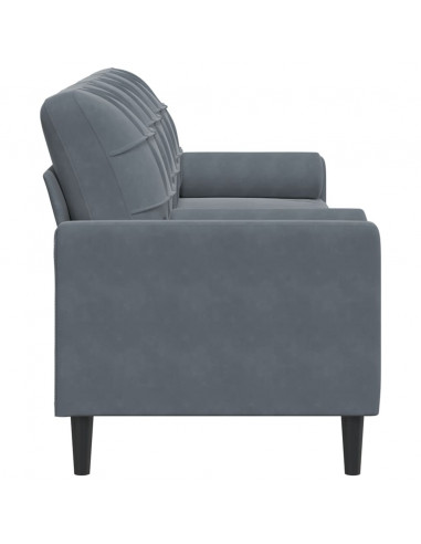 Divano a 3 Posti con Cuscini Grigio Scuro 210 cm in Velluto