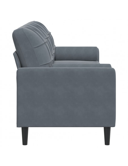 Divano a 3 Posti con Cuscini Grigio Scuro 210 cm in Velluto