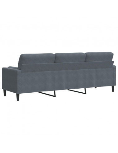 Divano a 3 Posti con Cuscini Grigio Scuro 210 cm in Velluto
