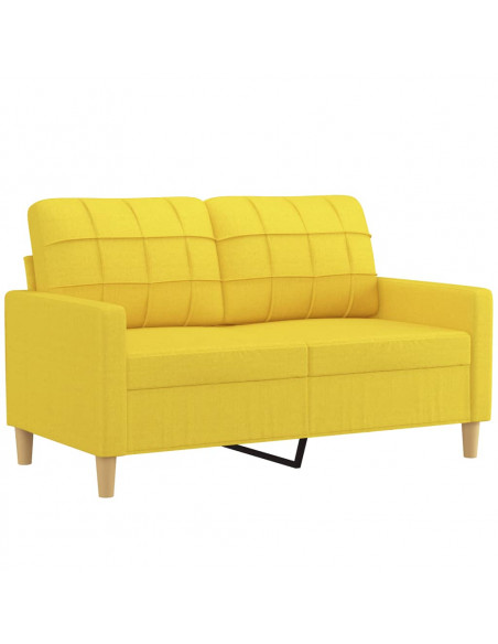 Set di Divani 2 pz con Cuscini Giallo Chiaro in Tessuto