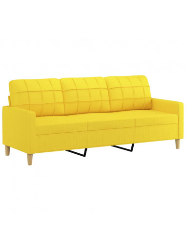 Set di Divani 3 pz con Cuscini Giallo Chiaro in Tessuto