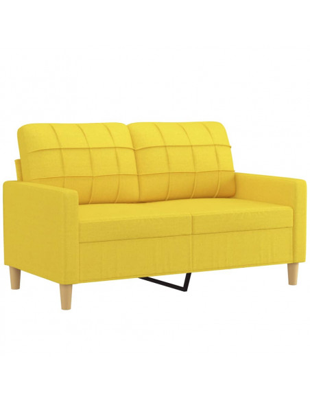 Set di Divani 3 pz con Cuscini Giallo Chiaro in Tessuto