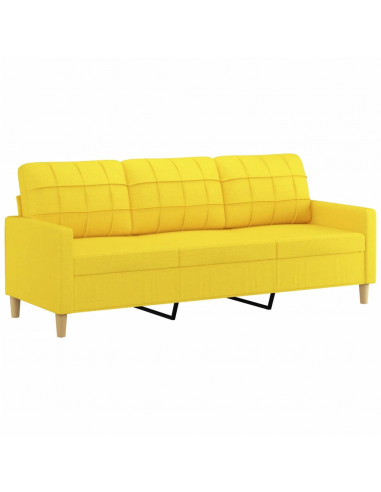 Set di Divani 4 pz con Cuscini Giallo Chiaro in Tessuto
