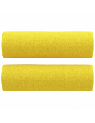 Set di Divani 4 pz con Cuscini Giallo Chiaro in Tessuto