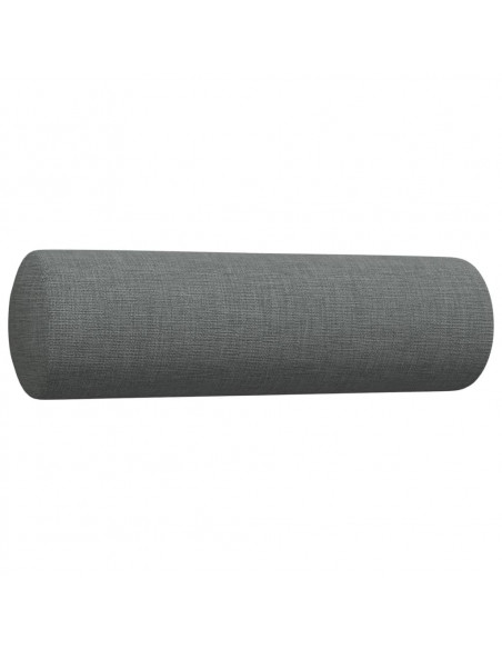 Set Divani 4 pz con Poggiapiedi e Cuscini Grigio Scuro Tessuto
