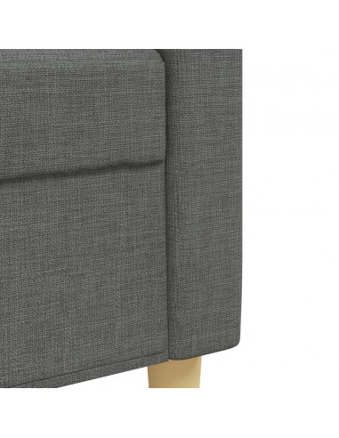 Set Divani 4 pz con Poggiapiedi e Cuscini Grigio Scuro Tessuto