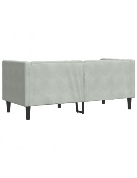 Divano Chesterfield con Rinforzi 2 Posti Grigio Chiaro Velluto