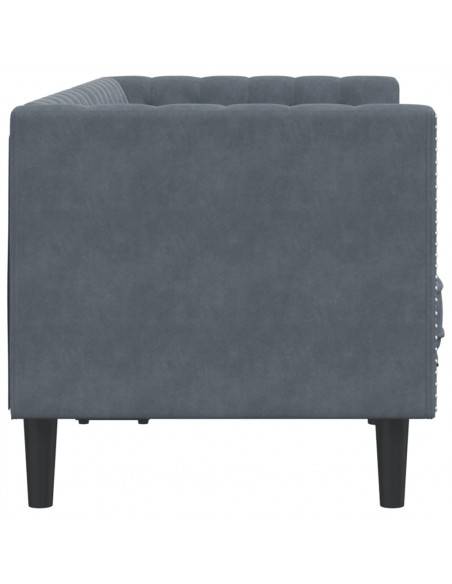 Divano Chesterfield con Rinforzi 2 Posti Grigio Scuro Velluto