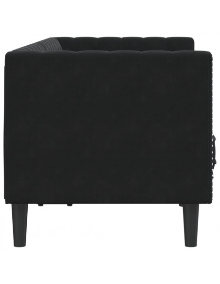 Divano Chesterfield con Rinforzi 2 Posti Nero in Velluto