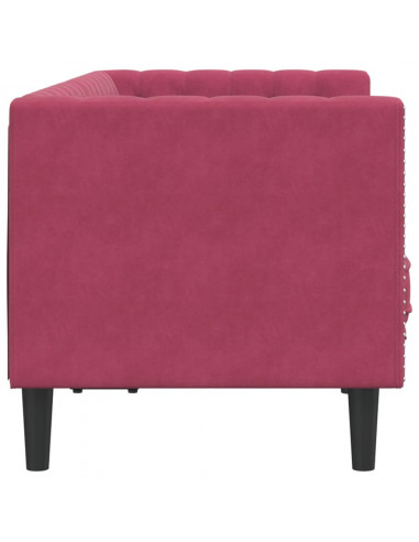 Divano Chesterfield con Rinforzi 2 Posti Rosso Vino in Velluto