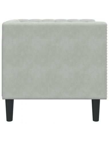 Poltrona Chesterfield Grigio Chiaro in Velluto