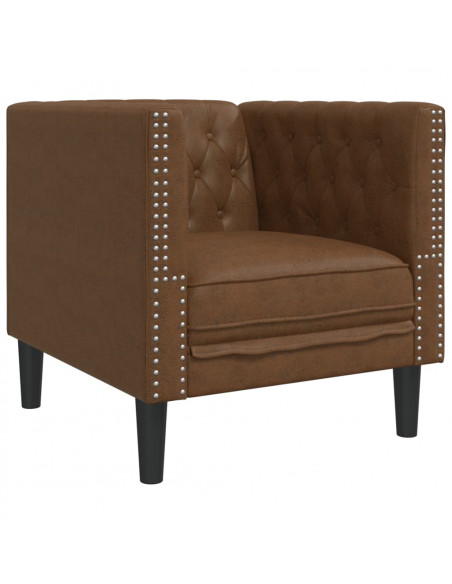 Poltrona Chesterfield Marrone in Similpelle Scamosciata
