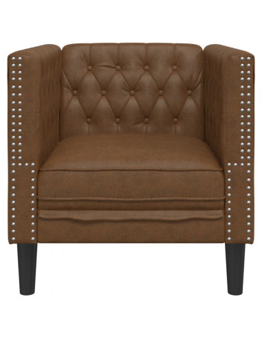 Poltrona Chesterfield Marrone in Similpelle Scamosciata