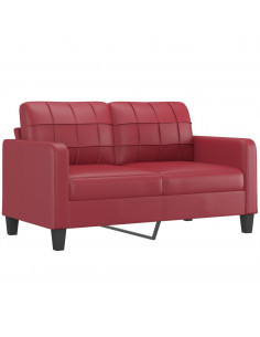 Divano a 2 Posti Rosso Vino 140 cm in Similpelle 2