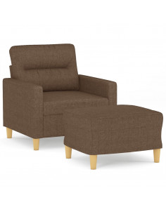 Poltrona con Poggiapiedi Marrone 60 cm in Tessuto 2