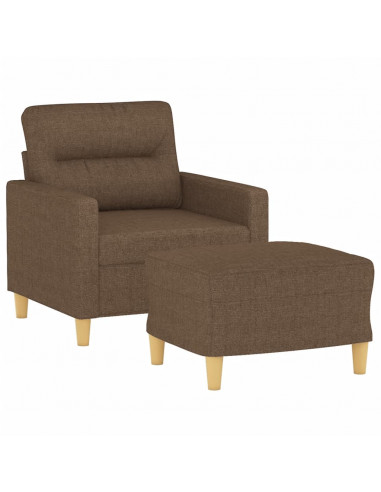 Poltrona con Poggiapiedi Marrone 60 cm in Tessuto