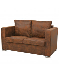 Divano a 2 Posti 137x73x82 cm in Pelle Scamosciata Artificiale 2