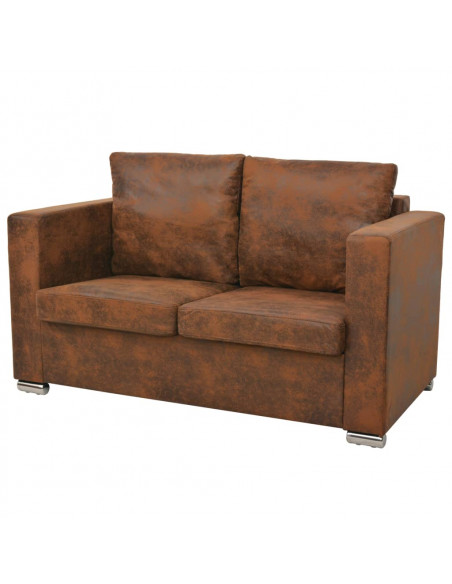 Divano a 2 Posti 137x73x82 cm in Pelle Scamosciata Artificiale