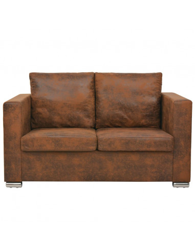 Divano a 2 Posti 137x73x82 cm in Pelle Scamosciata Artificiale